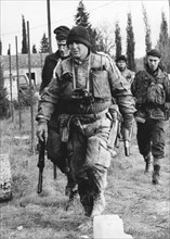 Zeljko raznjatovic, nicknamed arkan, leader of serbian volunteer force fighting croatian forces in krajina (kraina) region, 1993, yugoslavia.