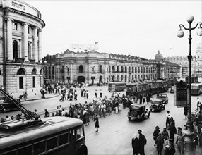 Nevsky prospect and sadovaya street in leningrad, july 1947.