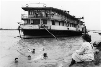 Soviet health resorts, a floating rest home for the central committee of the inland waterways workers trade union on the ob river, october 1947.