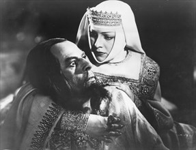 Scene from 'ivan the terrible' (1944-45), film by sergei eisenstein, nikolai cherkassov (left) as tsar ivan the terrible, ludmilla tselikovskaya as the tsarina, ussr.
