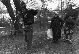 Nagorno karabakh region, azerbaijan,  1992, refugees, victims of the conflict.