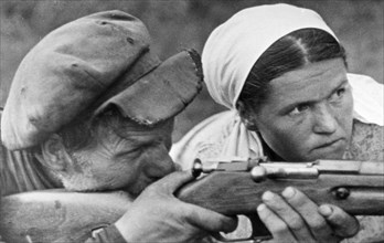 World war 2, partisans of village 'n' at target practice, september 1941.