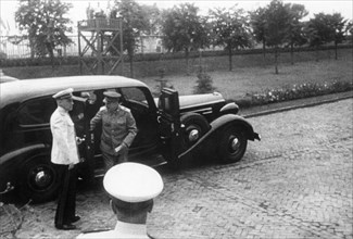 Joseph stalin getting out of his car (an american 1937 v-12 packard), late 1940s.
