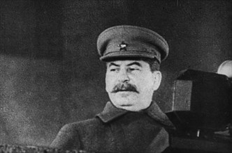 Joseph stalin giving a speach to the red army on november 7, 1941 in celebration of the 24th anniversary of the revolution, this was the day that hitler had set for a review of his troops in the same ...