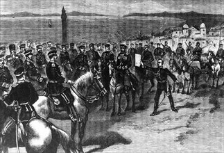 Russo-turkish war, 'the count nicolai p, ignatiev, russian ambassador in istanbul, too late for the fighting,brings the peace treaty signed insan stefano,' march 3, 1878.