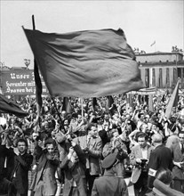 Berlin, gdr, may 1, 1957, may day celebrations in marx-engels square.
