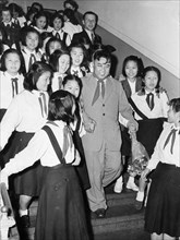 Kim il sung of north korea in dresden, gdr with a group of young korean pioneers, june 10, 1956.