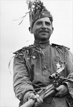 World war 2, senior sergeant ivan p, markulov has been awarded the title of 'hero of the soviet union', this sniper has killed 200 germans to date.