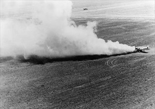 A burning messerschmitt 109-4d shot down by soviet flying ace captain tarasov during world war 2, it was tarasov's nineteenth.