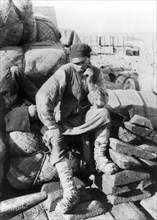 Dock worker in the nizhni novgorod region in the early 1900's, (pre-revolution).