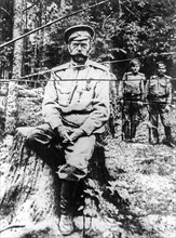 Tsar nicholas ll, imprisoned by the provisional government at tsarskoye selo, during a walk, 1917.