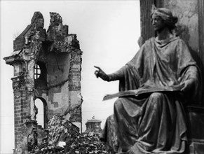 The ruins of the frauenkirche in dresden, germany after the relentless bombing in 1945 during world war 2.