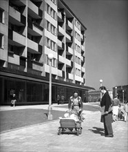 The swedish quarter, swedish style architecture in the b-33 section of nowa huta, poland, june 19, 1959.