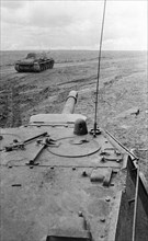 World war 2, august 1945, soviet motorized artillery on the attack.