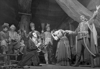 A scene from the first act of 'solomon maimon' a new play by m, daniel being staged by the state jewish theater in moscow under the direction of people's artist of the ussr, solomon mikhoels, november...