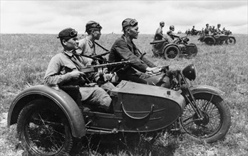 The southern front (ukraine), soviet motorcyclists prior to attack, july 1942.