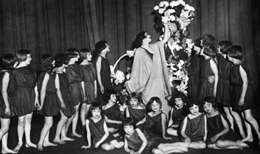 Isadora duncan's sister, irma, with students in the petrograd state circus, isadora duncan studios, ussr.