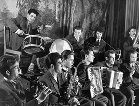 A college students' jazz band in the soviet union, 1950s.