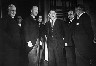 President mikhail kalinin receiving william c, bullit, the first u,s, ambassador, in moscow, 1934.