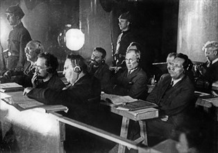 The defendants of a purge trial of menshevik counter-revolutionaries in moscow, 1931.