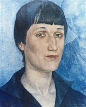Portrait of russian poet anna akhmatova (1888-1966) by petrov-vodkin, 1922.