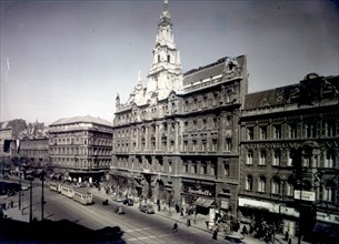 The hungarian publishing house (new york palace) in lenin circle, budapest, hungary in the 1950s.