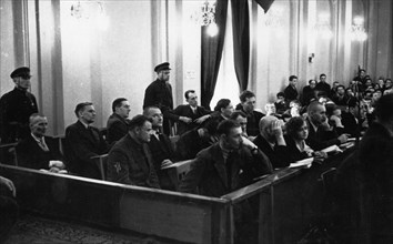 All of the accused, soviet and british, which included allan monkhouse, leslie thornton, gregory, william macdonald, cushing and nordwall,  the woman among them is anna kutuzova, metro-vickers show tr...