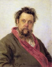 Russian composer modest mussorgsky (1835-1881), portrait by ilya yefimovich repin, 1881.