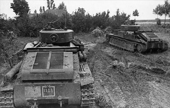 Soviet tanks in ambush during the defense of sevastopol, march 1942.