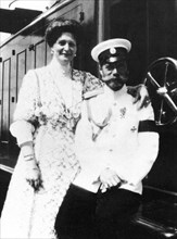 The royal couple of russia, tsar nicholas ll and tsarina alexandra fyodorovna aboard the royal yacht, 1910.