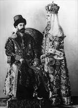 The royal couple of russia, tsar nicholas ll and tsarina alexandra fyodorovna at a costume ball in1903.