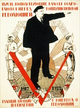 Soviet art: poster of v,i, lenin for the 4th communist party congress, 1922: 'let the ruling class quake in the face of the communist revolution' .