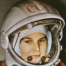 Soviet cosmonaut valentina tereshkova, the first woman in space, prior to her flight aboard vostok 6, june 16, 1963.