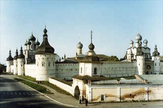 The rostov kremlin in the yaroslavl region of russia.
