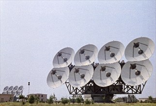 Antenna arrays for tracking the soviet space probes venera 5 and 6, 1969, this is a still from the film 'the storming of venus', produced by e, kuzis at the tsentrnauchfilm central scientific film stu...