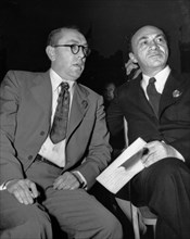 Actor solomon mikhoels (right) and poet itzik feffer, officers of the jewish anti-fascist committee, during their fund-raising trip to the united states in 1943.
