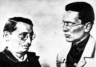 Josip broz tito (right) with mosha pijade, who served 14 years in various yugoslavian prisons for his progressive activity, lepoglava jail, 1928-33.