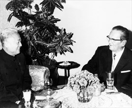 President tito and ambassador tseng tao during the reception on brioni island, aug, 26, 1971.