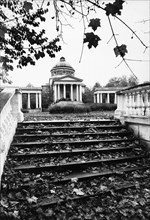 The colonnade and ring gallery at the arkhangelskoye estate museum in the moscow region of the ussr, 1982.