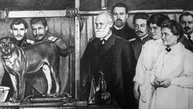 First experiments of ivan pavlov at the physiology department of the military medicine academy, 1911.