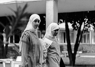 Two young women students of the university in al-kuwait, 1985.