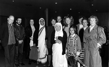 Moscow, ussr, 8/87: mother teresa, founder of the order of misericordia, nobel prize winner, visits st, daniel's orthodox monastery, in moscow.