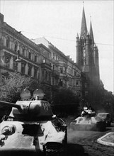 A soviet armored division in berlin, germany, 1945.