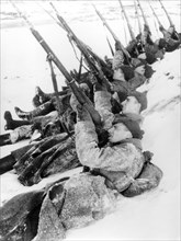 Soldiers of the red army's western military district train to shoot at enemy warplanes in january 1941.