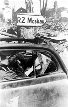 A nazi staff car on highway 2 near moscow, 1941.