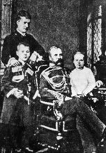 Russian tsar alexander the second (1818-1881) with his wife yekaterina yuryevskaya and their children.