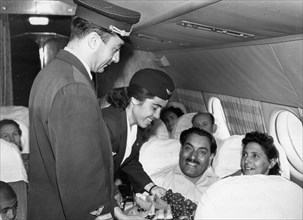 Aboard a aeroflot airliner during the 3 hour baku to moscow flight, august 1959.