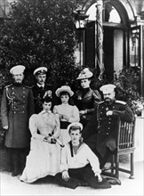 Russian emperor alexander lli (right) with empress maria fyodorovna and their children, on the left is crown prince nicholas, the future czar of russia.