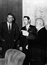 American president john f, kennedy and nikita khrushchev during talks at the soviet embassy in vienna, austria, june 4, 1961, (wire photo).