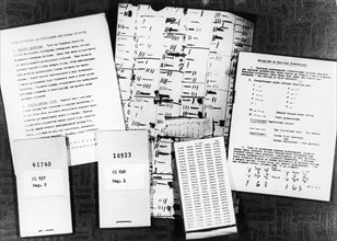 Penkovsky-wynne spy trial, may 1963,pages of instructions for radio broadcasting and the use of code books, code books, and code notebooks found in penkovsky's possession.